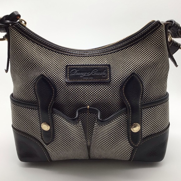 Dooney & Bourke Black, White & Tan Leather & Canvas Purse - Picture 1 of 16